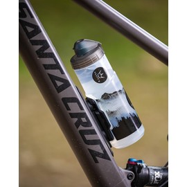Peaty's x Fidlock Lockin Magnetic 600ml Bike Water Bottle & Mount, Bicycle Drink Bottles, Cycle Accessories for Mountain Biking & Cycling, Premium Alternative to Cage, Twist & Release - Mountain Clear