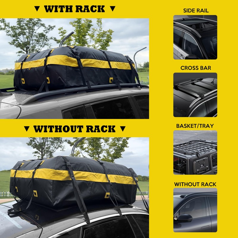 Rooftop Cargo Carrier Vehicle Soft-Shell Carriers, Heavy Duty Car Roof