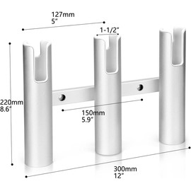 3 Tube Aluminium Fishing Rod Holders, 3 Link Wall-Mounted Pod Rack, Be Suitable for Marine Boat Yacht Camper RV