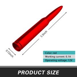 ijuicy 1 PC Car Bullet Antenna, 50 Cal Bullet Antenna, Antenna Topper Replacement, Heavy Duty Pickup Truck Accessories, Fit for GM Chevy Silverado 1500 2500 3500 HD GMC Sierra 1500 2500 3500 (Red)