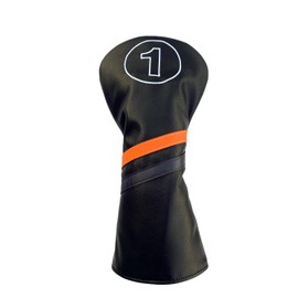 Golf Headcovers Utility Fairway Wood Driver 460cc 440cc FW UT Waterproof Single Piece Set Solid Dark (Orange Line) (Black, 1 DR)