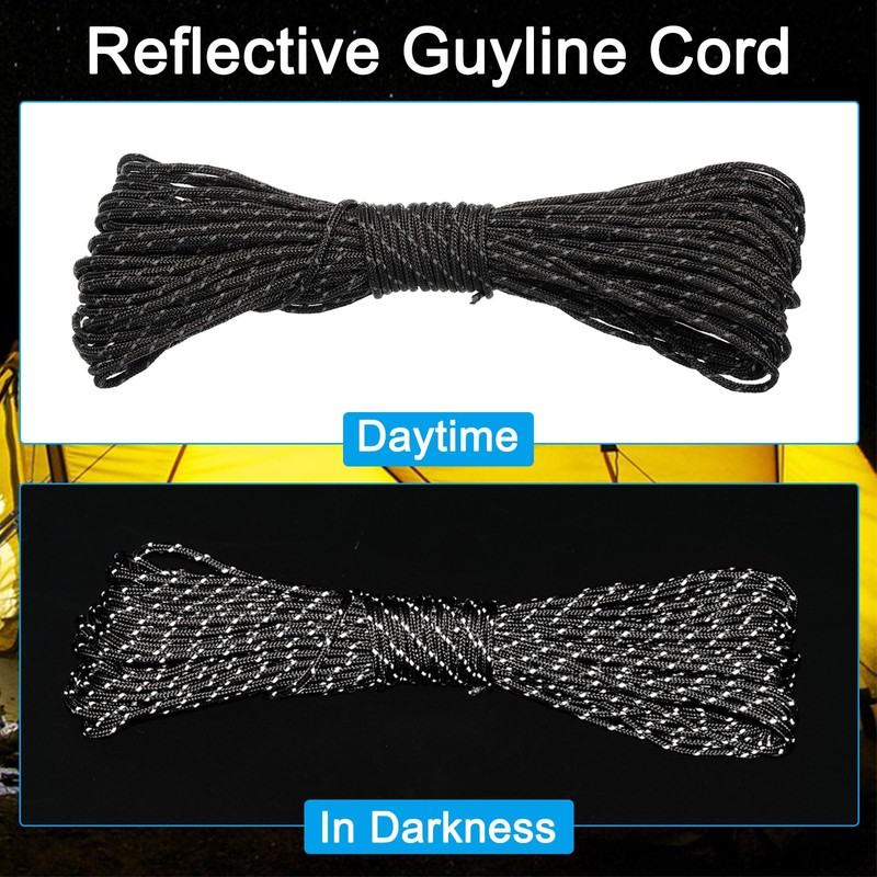 PATIKIL 65ft Reflective Guyline Camping Paracord Set of 2 2mm