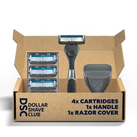 Dollar Shave Club Kit de afeitado de viaje de 6 cuchillas | Mango de maquinilla de afeitar Diamond Grip Club, cartuchos de maquinilla de afeitar de 6 cuchillas y cubierta de maquinilla de afeitar