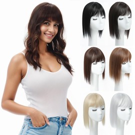 PARXITN Hair Toupee for Women, 3 Clips in Hair Topper with Fringe, Jet Black, 30 cm, Synthetic Wigs, Natural Hairpieces for Thin Hair