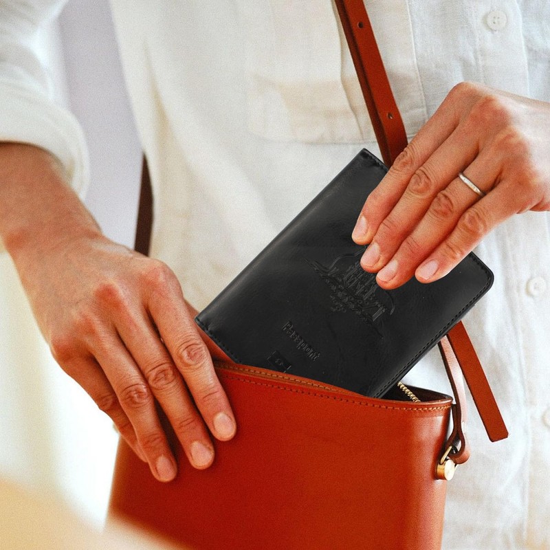 2 Pack Passport Holder Travel Cover Case, T Tersely Leather