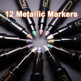 Baozun Metallic Marker Pens for Guest Book, Wedding / Birthday Photo Album, Black Pages, Scrapbook Album