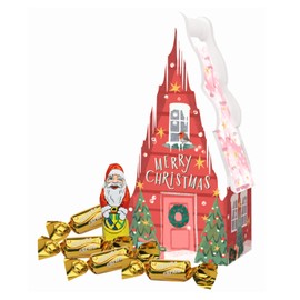 Windel | Holzhaus mit Weihnachtsmotiven mit Schokoladenmilch | Geschenkbox innen mit Milchschokolade - 58 g