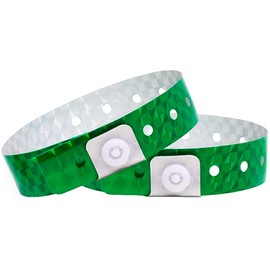 Ouchan Holographic Plastic Party Wristbands Green - 500 Pack Vinyl Wristbands for Events Club Music Meeting