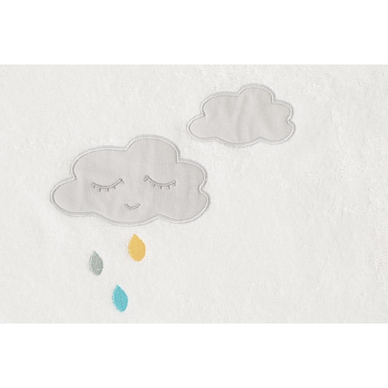 Smithy High-Quality Terry Towelling Poncho 100% Cotton White Cloud Rainbow