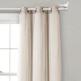 MERIVILLE 3/4" Diameter Farmhouse Single Window Treatment Curtain Rod, Bird Finials (48"-84", Glossy White)