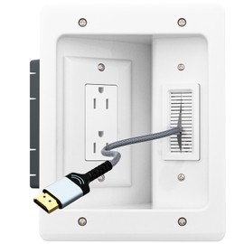 TV Cord Hider & in-Wall Cable Management Kit, Dual Outlet Connection Box (Unwired) with Cutting Template, Perfect for Wall Mounted TVs