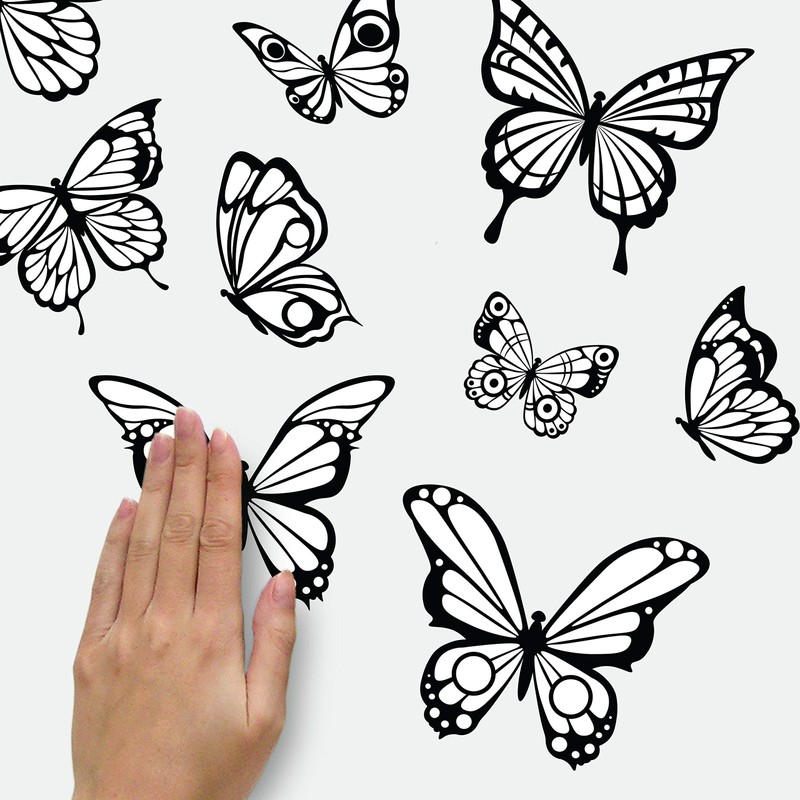 RoomMates Color Your Own Butterflies Peel and Stick Wall Decals