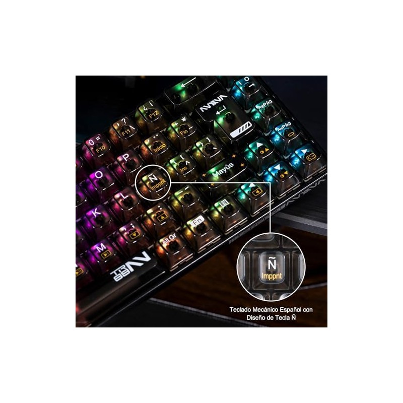 TERPORT Teclado Mecánico Transparente de RGB Retroiluminación, Z11 E158 Teclado
