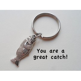 JewelryEveryday Silver Bass Fish Keychain - You Are A Great Catch; Couples Keychain