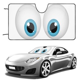 Cartoon Eyes Car Front Windshield Sun Shade Foldable Blocks UV Rays Sun Visor Protector, for Car Truck SUV-Keeps Your Vehicle Cool-55"x30"