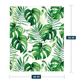 Neatee Living Tropical Leaf Throw Blanket for Kids Small Green Plant Blanket Girls Boys Child Baby Bed Soft Fuzzy Plush Fleece Blanket White Spring Summer Decorative Gift Blanket 40x50