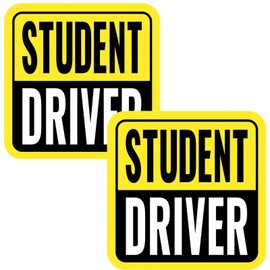 Woyinger Student Driver Magnet, High-Visibility New Driver Magnet for Car, Durable Automotive Exterior Accessories with Reflective Stripes, 2-Pack (Yellow/Black-Student, 4.72 inch)