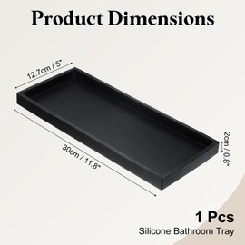 uxcell Bathroom Vanity Tray, 11.8" x 5" Silicone Soap Dispenser Trays, Shatterproof Kitchen Sink Organizer for Soaps Keys Candle Trinket, Black