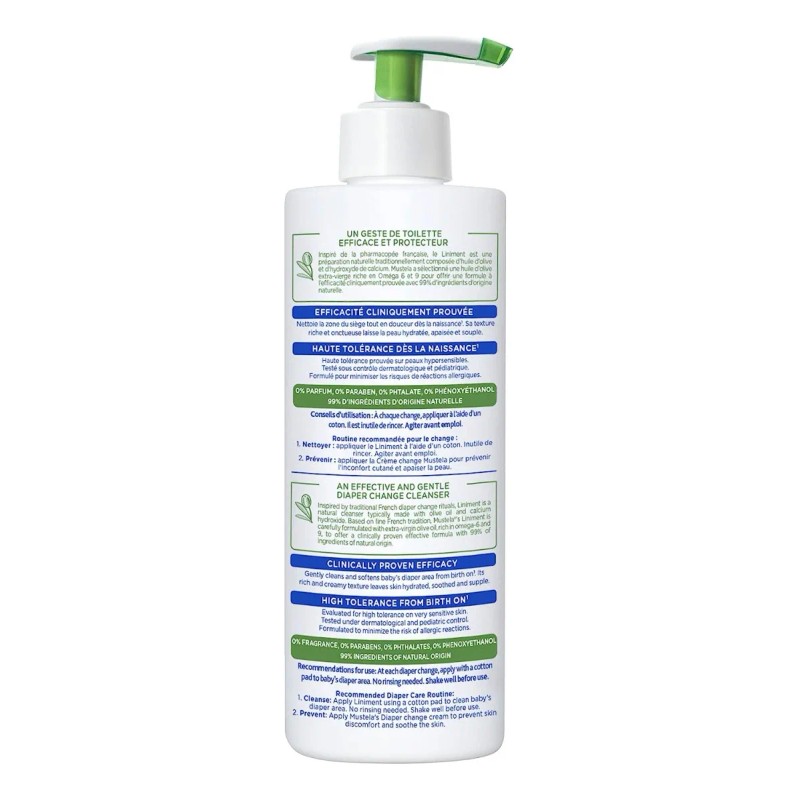 Mustela Liniment Bebé 400ml Sin Enjuage