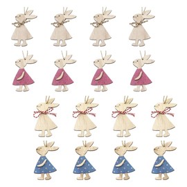 Easter Crafts Wooden Ornaments 16 Pieces Rabbit Wooden Hanging Decorations Crafts Hanging Embellishments Crafts for Easter Party Supplies Decorations