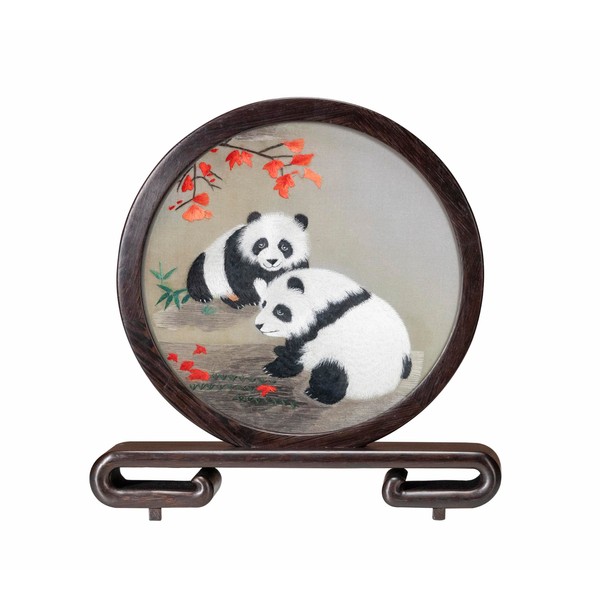 Ebherys Hand Embroidery Art, 8” Glass Round Screen for Desk