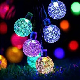 mafiti mafiti Solar Fairy Lights,12M/40ft 66LEDs Solar Lights Outdoor Garden with 8 Mode Crystal Balls Garden Lights for Camping Patio Yard Home Christmas Parties Wedding(Multi-Coloured)