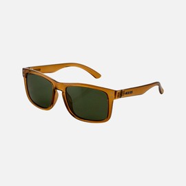 CARVE Eyewear Goblin Sunglasses, Gloss Crystal Dark Sand Recycled Frame with Green Polarized Lens