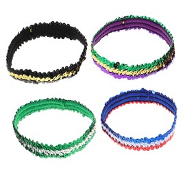 WOONEKY 4pcs Elastic Glitter Headbands for Women Multicolor Sequin Hair Accessories for Disco Parties Festivals Everyday Fashion Styling Faderesistant Comfortable Fit