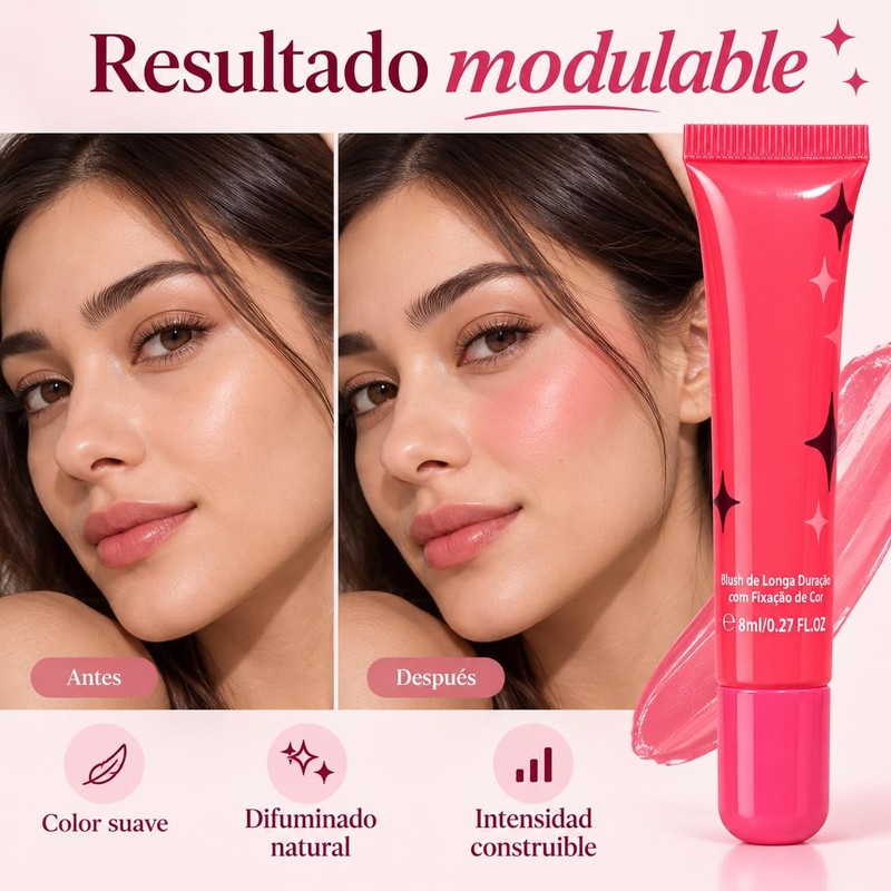 Rubor Líquido Blush Cremoso Para Mejillas Larga Duración 8ml