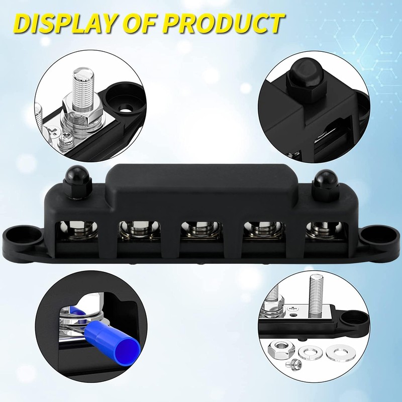 Greluma 1pc M8 (5/16") 5 Bolt Power Distribution Block 5