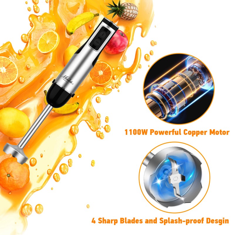 Mooka 1100W 5IN1 Immersion Blender Electric Handheld Blend