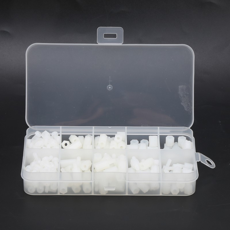 300Pcs M3 White Nylon Screw Set Insulation Material Male Female