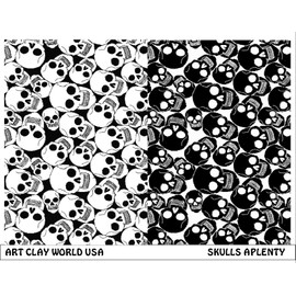 Art Clay World USA Low Relief Texture Plate Skulls Aplenty Design - 1 Pc.