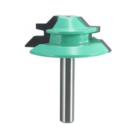Yakamoz 45 Degree Lock Miter Router Bit, 1/4" Shank Green Wood Cutter Joint Milling Router Bits for Woodworking Drilling Power Tools 丨1-1/2 Diameter