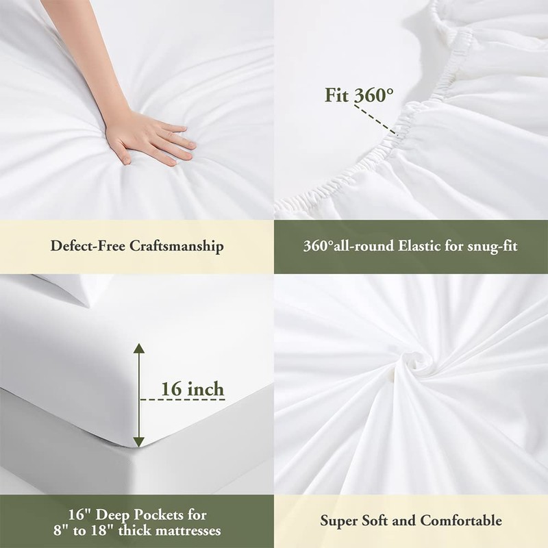 SAKIAO 1200 Thread Count Cotton Sheets, 100% Egyptian Cotton Sheet