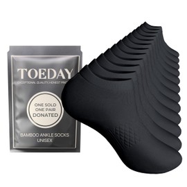 TOEDAY Bamboo Trainer Socks for Men & Women – 6 Pairs No Show Ankle Liner Black Socks (4-7) Invisible Running Breathable Low Cut Sports