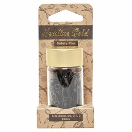 Hemline Gold Assorted Size Safety Pins: Assorted Sizes: 50 Pieces: Black