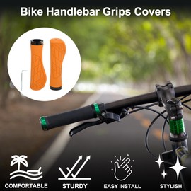 TUCKBOLD Bike Handlebar Grips Covers 134mm Long Soft | Bicycle End Grips Protector Orange 1 Pair