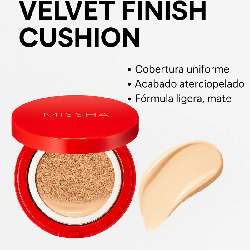 Cojín Base Missha con acabado de terciopelo N.21, beige claro,