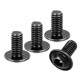 sourcing map 25Pcs M6-1x12mm Flanged Button Head Socket Cap Screws, 304 Stainless Steel Socket Drive Fasteners Bolts, Fully Thread Machine Screws, Black