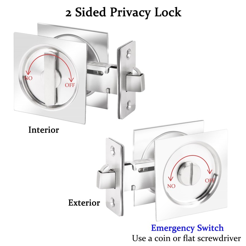 Dontay 2 Pack Pocket Door Privacy Lock and Pull, Stainless