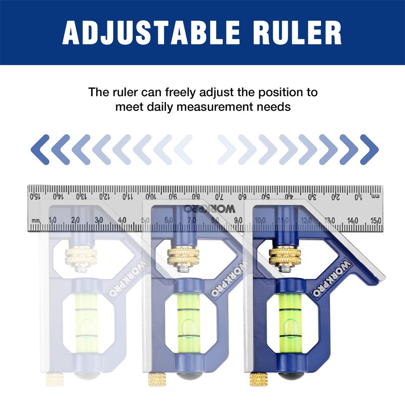 WORKPRO Adjustable Combination Square Set 150 + 300mm, Engineers Set