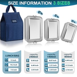 Pulazon Stainless Steel Bento Box 3 Pack 304 Stainless Steel Lunch Box,Leak Proof Metal Lunch Box With Lids(81oz/47oz/29oz) Bento Box Stainless With 3 Compartments