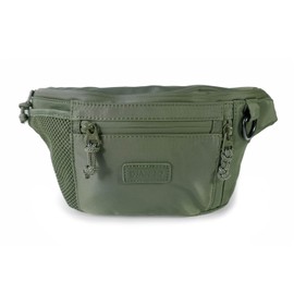 DJANGO Nolita Belt Bag—Modern Dog Walking Fanny Pack & Stylish Crossbody Belt Bag with Multiple Compartments, Key Clip, Cardholder Slots, and Built-In Poop Bag Dispenser (Olive Green)