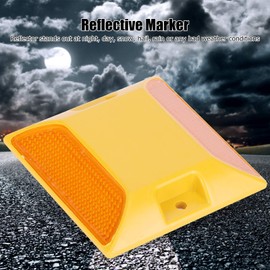 MOUMOUTEN Road Reflectors, 6Pcs Double Yellow Plastic Road Reflectors Street Pavement Driveway Stud Markers Great for Speed Bumps, Sidewalks, Freeways and Driveways, Industrial Grade