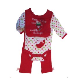 Baby Gear Baby's First Christmas 4-pc Set Red (6/9 Months, Red/Pokadot)