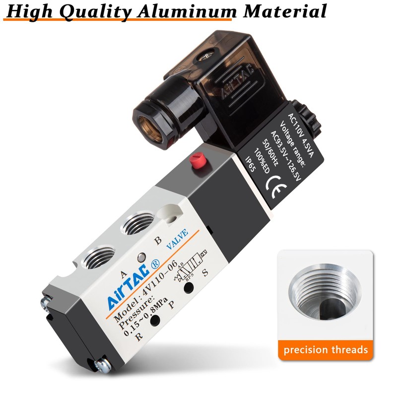1/4"PT Solenoid Valve 4V210-08 Single Coil Pilot-Operated Electric 2 Position