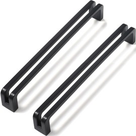 SYZOW Pack of 6 Furniture Handles, Antique Brass Cabinet Handles, Kitchen Handles, 96 mm Hole Spacing, Drawer Handles, Vintage Furniture Handle (6, Black, Hole Spacing: 256 mm)