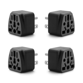 4 Pack US Travel Plug Adapter, European to US Travel Adaptor and Converter, EU,UK,AU,CN,JP,Asia,Italy,Brazil,Swiss to USA (Type B), 3 Prong Grounded USA Wall Plug Adaptor Outlet Power Converter(Black)