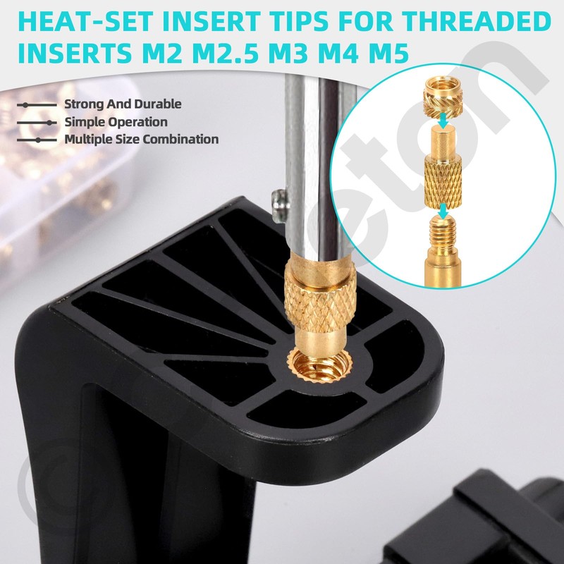 Cimeton 65PCS M2 M2.5 M3 M4 M5 Brass Knurled Threaded